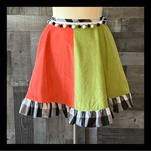 Handmade whimsigoth retro apron green orange corduroy plaid dark feminine witchy